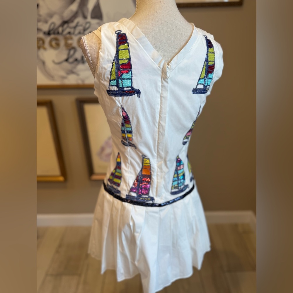 New! QUEEN OF SPARKLES Pleated Sailboat Tank Midi Dress - Picture 8 of 10